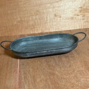 Galvanized Metal Oval Tray Serving Dish Handles Rustic Farmhouse Decor household